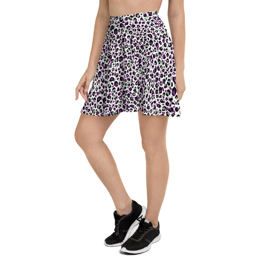 Asexual Pride Skater Skirt - LGBTQIA Black, Gray, Purple, and White Flag Flared Skirt - Parade Club Vacation Running