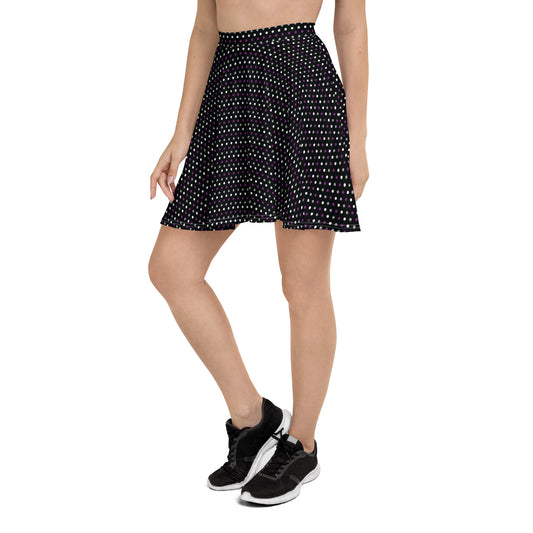 Asexual Pride Skater Skirt - LGBTQIA Black, Gray, Purple, and White Flag Flared Skirt - Parade Club Vacation Running