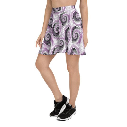 Asexual Pride Skater Skirt - LGBTQIA Black, Gray, Purple, and White Flag Flared Skirt - Parade Club Vacation Running