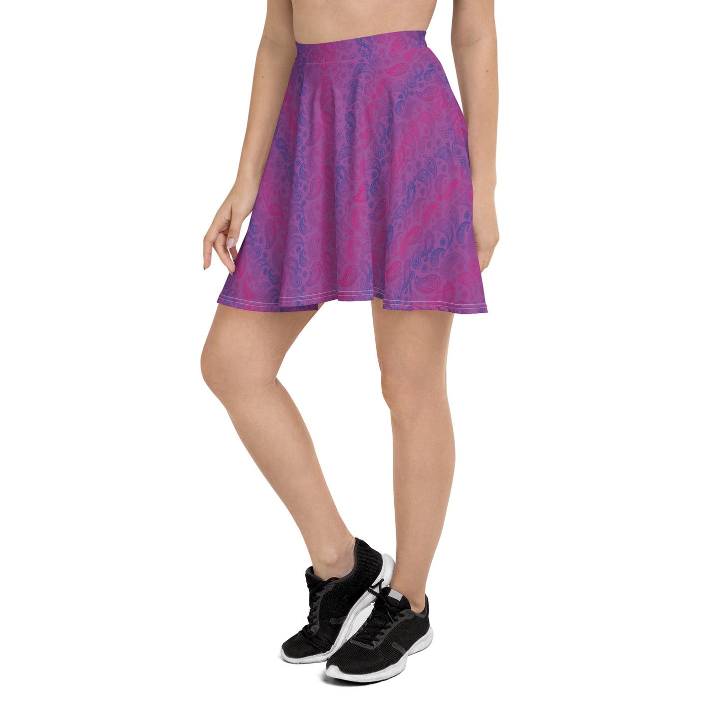 Bisexual Pride Skater Skirt - LGBTQIA Pink, Purple, Blue  Flag Flared Skirt - Parade Club Vacation Running