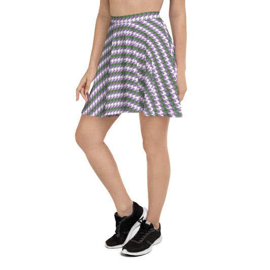 Gender Queer Pride Skater Skirt - LGBTQIA Purple, White, Green Flag Flared Skirt - Parade Club Vacation Running