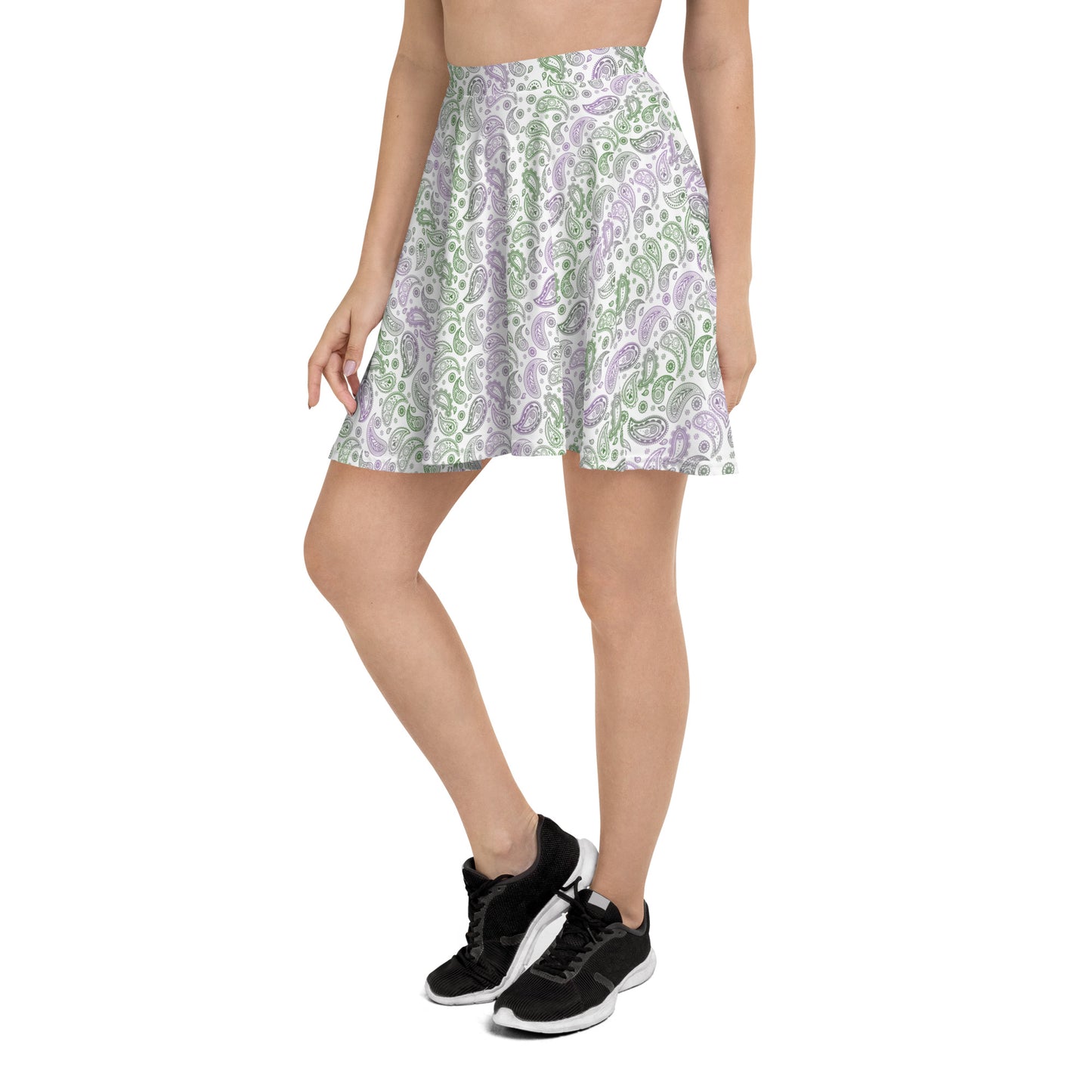 Gender Queer Pride Skater Skirt - LGBTQIA Purple, White, Green Flag Flared Skirt - Parade Club Vacation Running