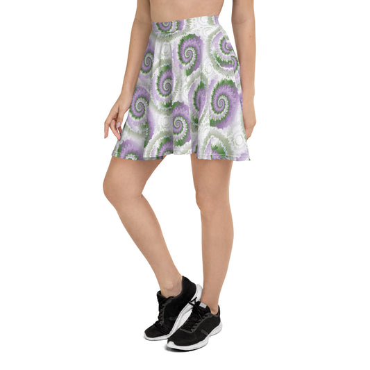 Gender Queer Pride Skater Skirt - LGBTQIA Purple, White, Green Flag Flared Skirt - Parade Club Vacation Running