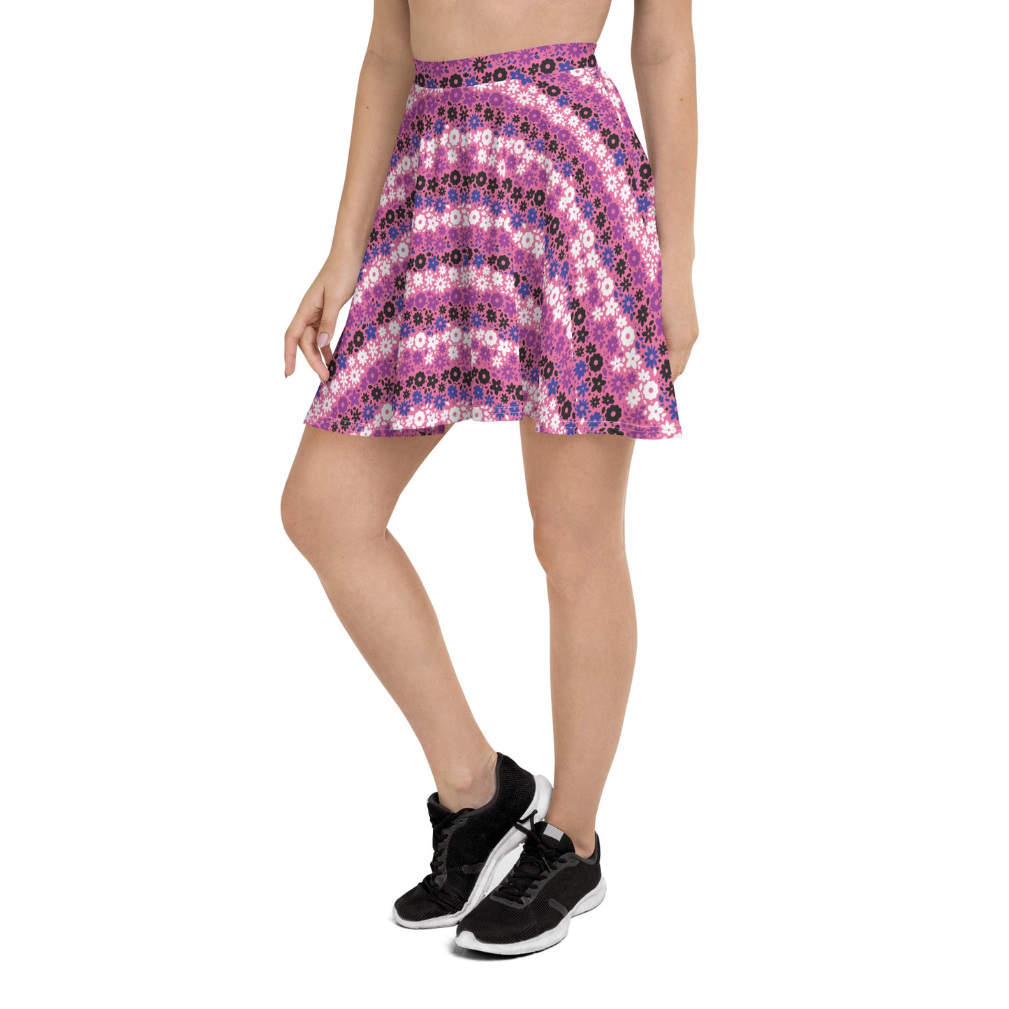 Genderfluid Pride Skater Skirt - LGBTQIA Pink, White, Purple, Black, Blue Flag Flared Skirt - Parade Club Vacation Running