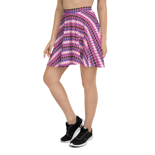 Genderfluid Pride Skater Skirt - LGBTQIA Pink, White, Purple, Black, Blue Flag Flared Skirt - Parade Club Vacation Running