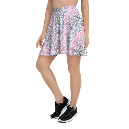 Genderfluid Pride Skater Skirt - LGBTQIA Pink, White, Purple, Black, Blue Flag Flared Skirt - Parade Club Vacation Running