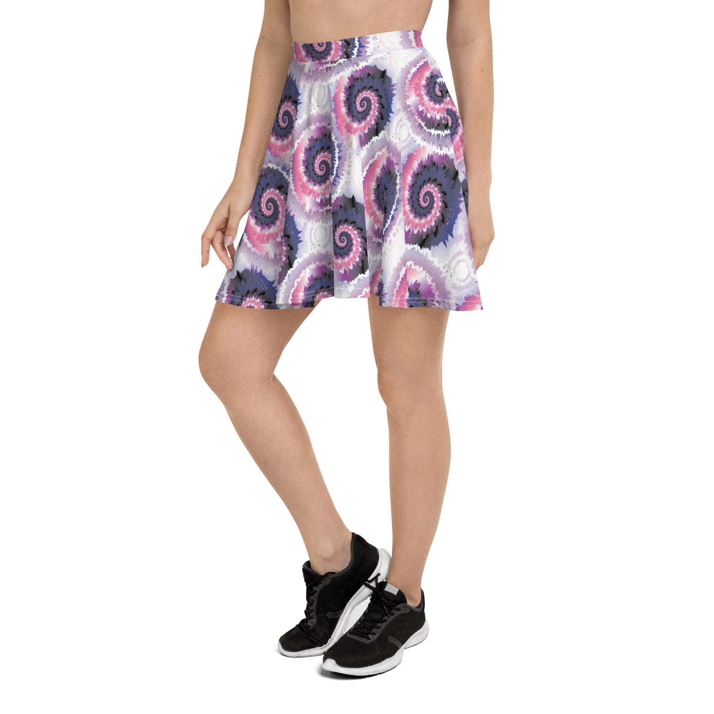 Genderfluid Pride Skater Skirt - LGBTQIA Pink, White, Purple, Black, Blue Flag Flared Skirt - Parade Club Vacation Running