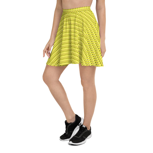 Non Binary Pride Skater Skirt - LGBTQIA Yellow, Purple, White, Black Flag Flared Skirt - Parade Club Vacation Running