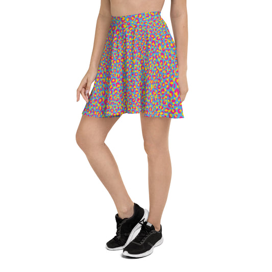 Pansexual Pride Skater Skirt - LGBTQIA Pink, Blue, Yellow Flag Flared Skirt - Parade Club Vacation Running