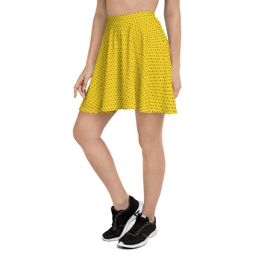 Pansexual Pride Skater Skirt - LGBTQIA Pink, Blue, Yellow Flag Flared Skirt - Parade Club Vacation Running