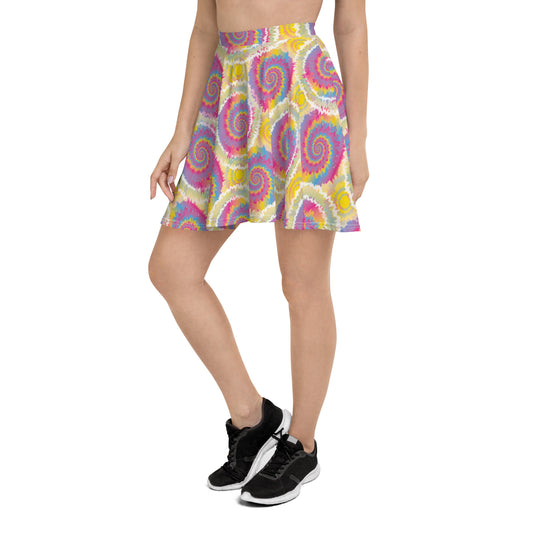 Pansexual Pride Skater Skirt - LGBTQIA Pink, Blue, Yellow Flag Flared Skirt - Parade Club Vacation Running