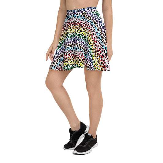 Progress Pride Pride Skater Skirt - LGBTQIA Red, Orange, Yellow, Green, Rainbow, Purple, Black, Pink and White Flag Flared Skirt - Parade Club Vacation Running