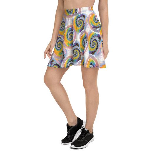 Progress Pride Pride Skater Skirt - LGBTQIA Red, Orange, Yellow, Green, Rainbow, Purple, Black, Pink and White Flag Flared Skirt - Parade Club Vacation Running