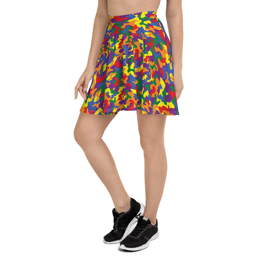 Rainbow Pride Skater Skirt - LGBTQIA Red, Orange, Yellow, Green, Blue, Indigo, and Viole Flag Flared Skirt - Parade Club Vacation Running