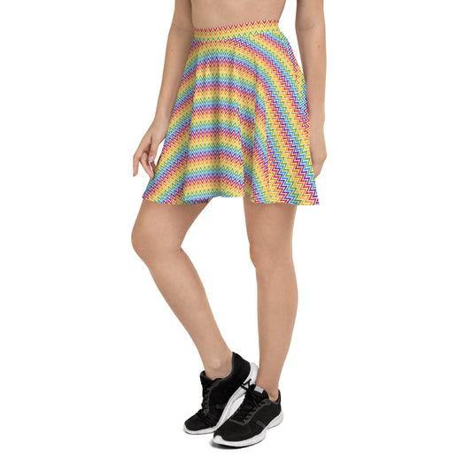 Rainbow Pride Skater Skirt - LGBTQIA Red, Orange, Yellow, Green, Blue, Indigo, and Viole Flag Flared Skirt - Parade Club Vacation Running