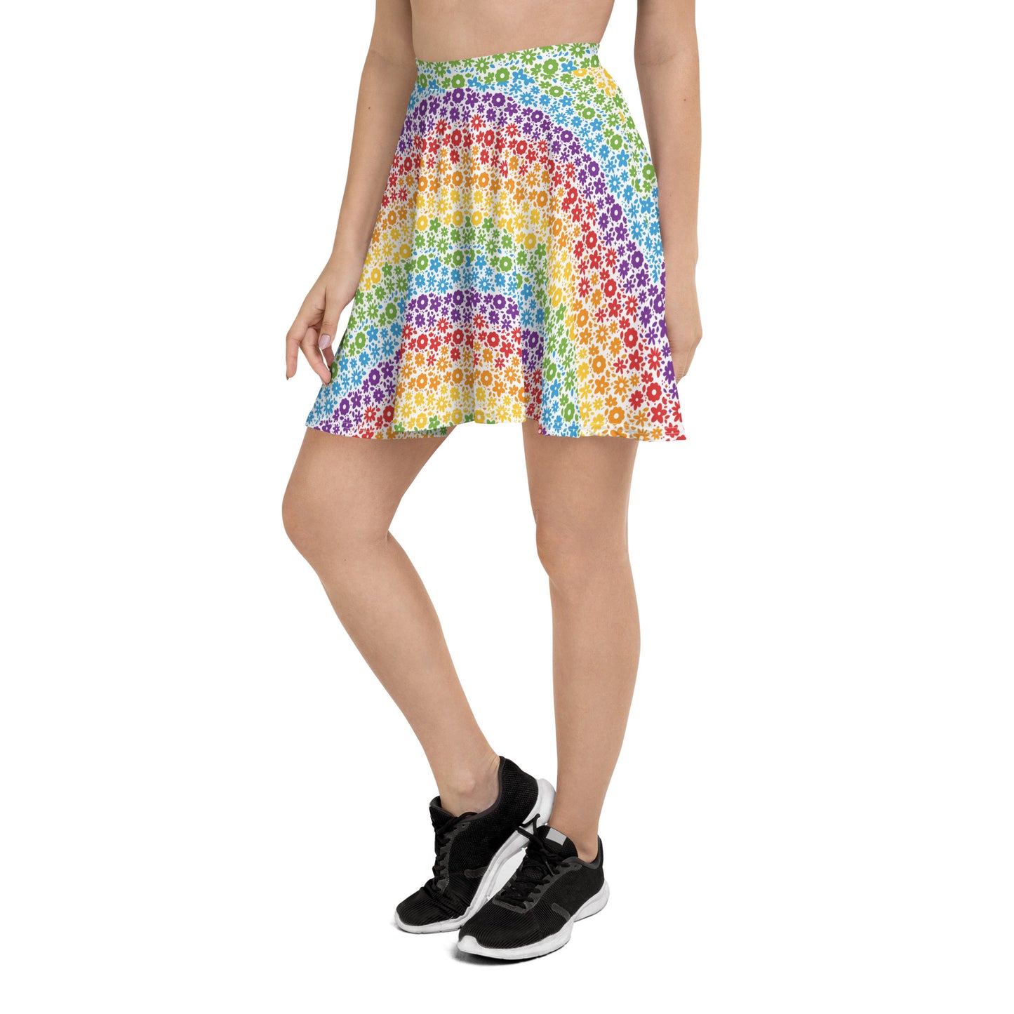 Rainbow Pride Skater Skirt - LGBTQIA Red, Orange, Yellow, Green, Blue, Indigo, and Viole Flag Flared Skirt - Parade Club Vacation Running