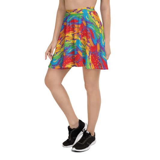 Rainbow Pride Skater Skirt - LGBTQIA Red, Orange, Yellow, Green, Blue, Indigo, and Viole Flag Flared Skirt - Parade Club Vacation Running