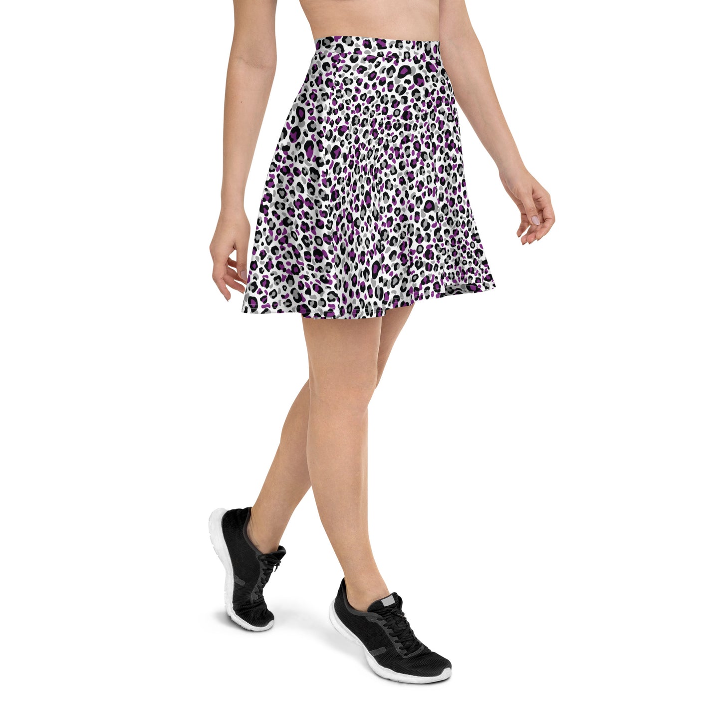 Asexual Pride Skater Skirt - LGBTQIA Black, Gray, Purple, and White Flag Flared Skirt - Parade Club Vacation Running