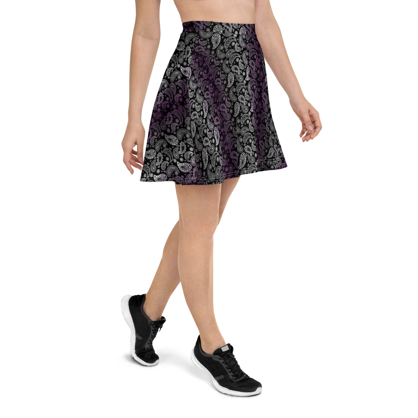 Asexual Pride Skater Skirt - LGBTQIA Black, Gray, Purple, and White Flag Flared Skirt - Parade Club Vacation Running