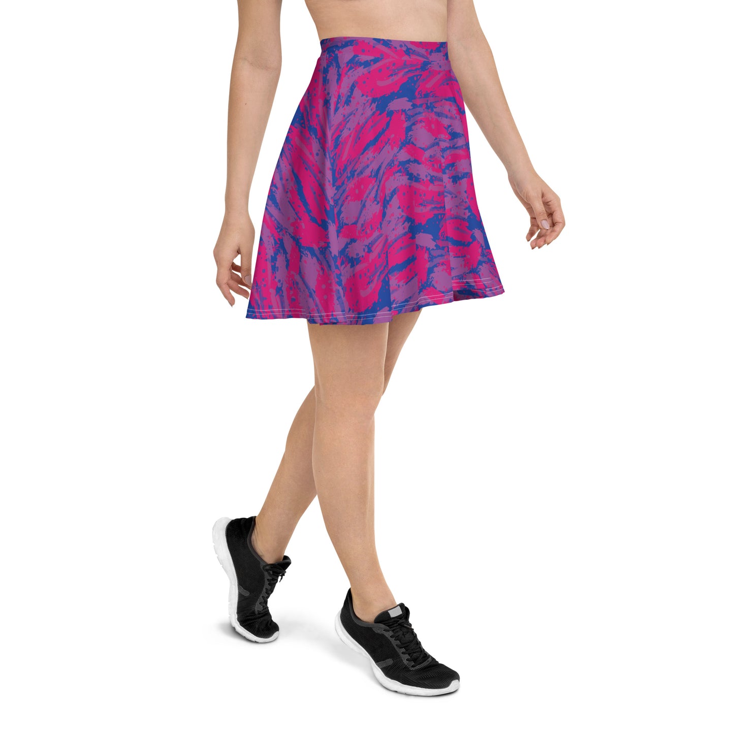 Bisexual Pride Skater Skirt - LGBTQIA Pink, Purple, Blue  Flag Flared Skirt - Parade Club Vacation Running