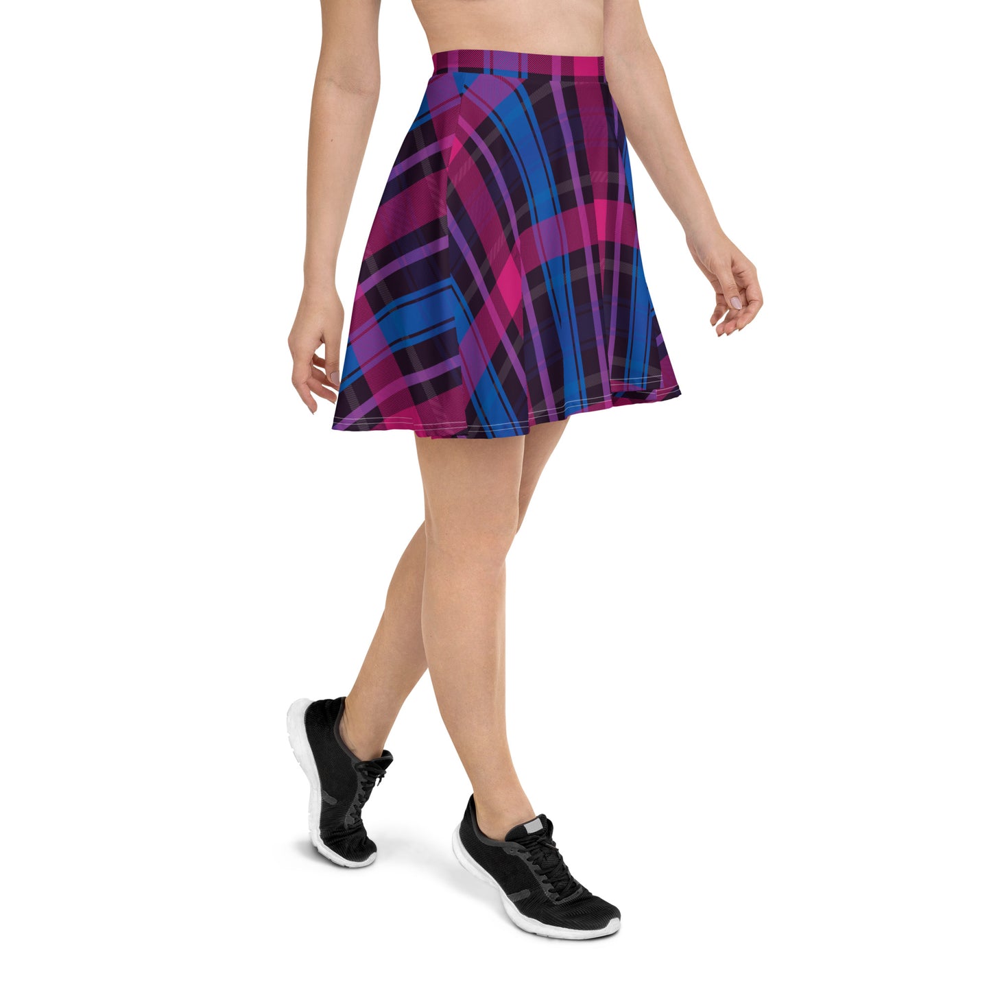 Bisexual Pride Skater Skirt - LGBTQIA Pink, Purple, Blue  Flag Flared Skirt - Parade Club Vacation Running