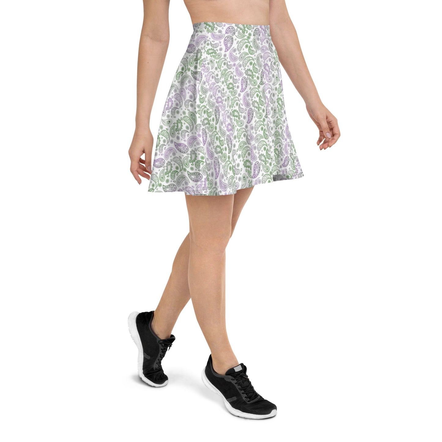 Gender Queer Pride Skater Skirt - LGBTQIA Purple, White, Green Flag Flared Skirt - Parade Club Vacation Running