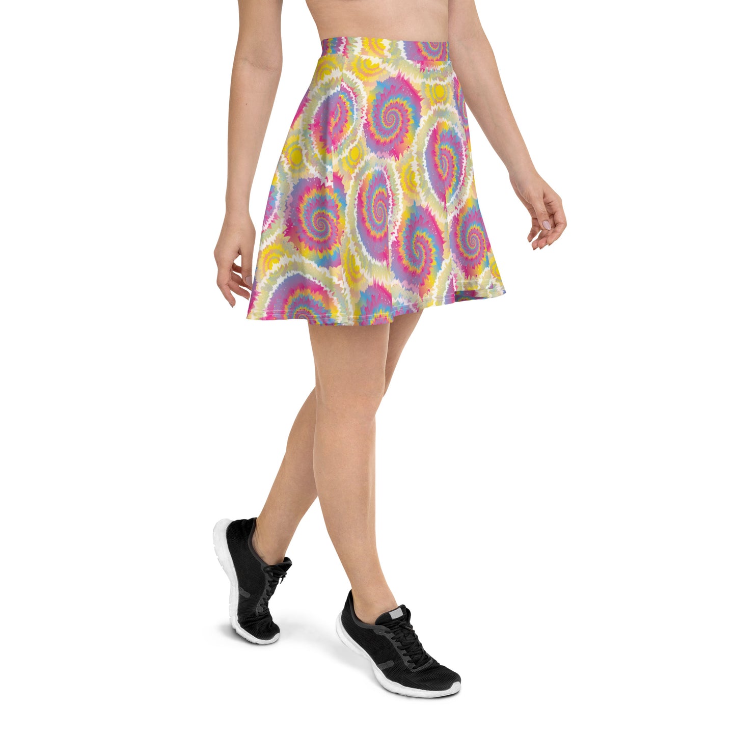 Pansexual Pride Skater Skirt - LGBTQIA Pink, Blue, Yellow Flag Flared Skirt - Parade Club Vacation Running