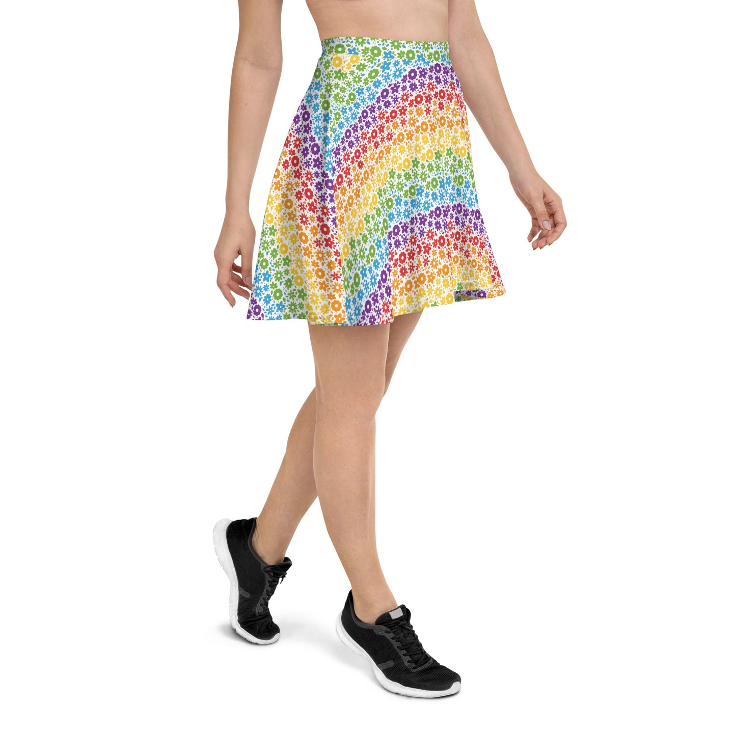 Rainbow Pride Skater Skirt - LGBTQIA Red, Orange, Yellow, Green, Blue, Indigo, and Viole Flag Flared Skirt - Parade Club Vacation Running