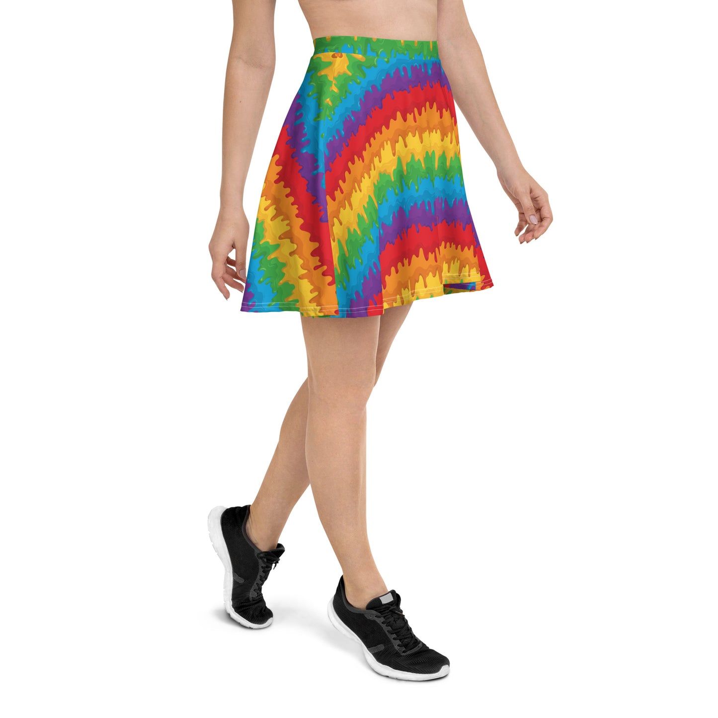 Rainbow Pride Skater Skirt - LGBTQIA Red, Orange, Yellow, Green, Blue, Indigo, and Viole Flag Flared Skirt - Parade Club Vacation Running