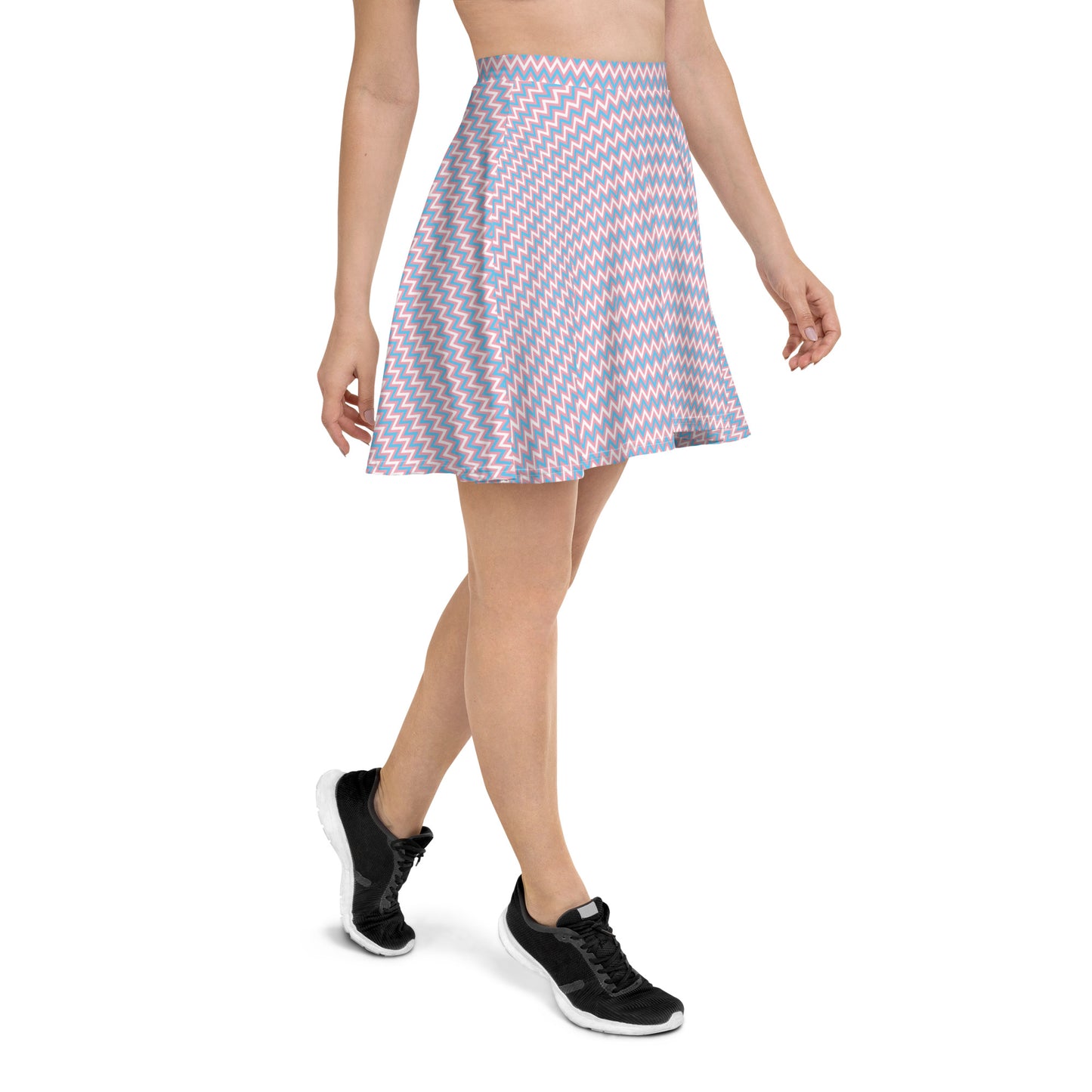 Transgender Pride Skater Skirt - LGBTQIA Pink White Blue Flag Flared Skirt - Parade Club Vacation Running