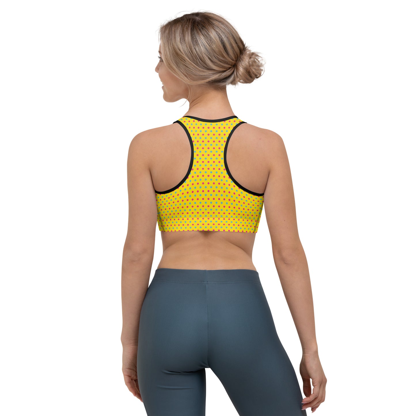 Pansexual Pride Sports Bra - LGBTQIA Pink, Blue, Yellow  Flag Activewear - Parade Club Running