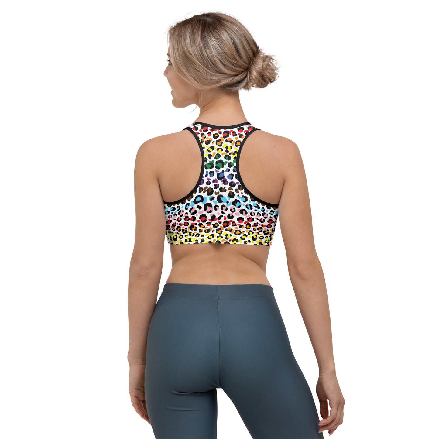 Progress Pride Pride Sports Bra - LGBTQIA Red, Orange, Yellow, Green, Rainbow, Purple, Black, Pink and White Flag Activewear - Parade Club Running