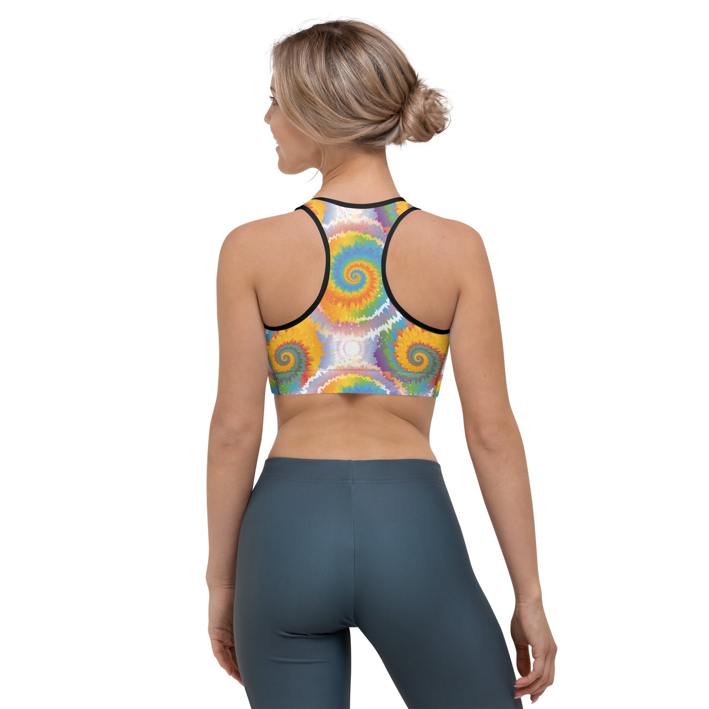 Rainbow Pride Sports Bra - LGBTQIA Red, Orange, Yellow, Green, Blue, Indigo, and Viole Flag Activewear - Parade Club Running