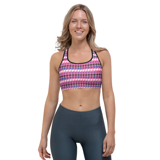 Genderfluid Pride Sports Bra - LGBTQIA Pink, White, Purple, Black, Blue Flag Activewear - Parade Club Running