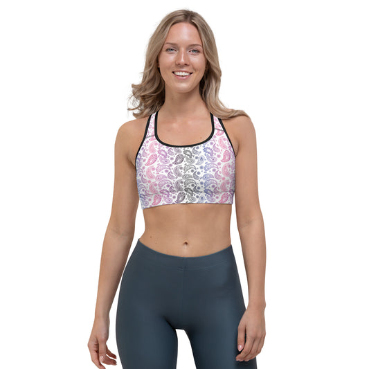 Genderfluid Pride Sports Bra - LGBTQIA Pink, White, Purple, Black, Blue Flag Activewear - Parade Club Running