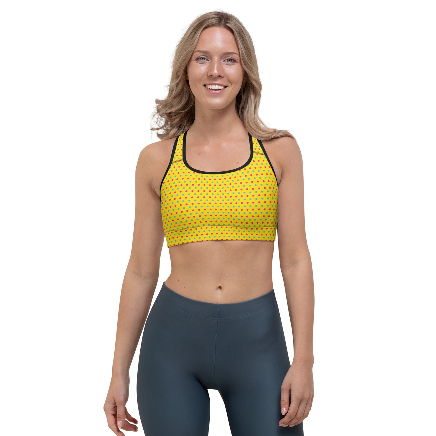 Pansexual Pride Sports Bra - LGBTQIA Pink, Blue, Yellow  Flag Activewear - Parade Club Running