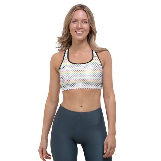 Progress Pride Pride Sports Bra - LGBTQIA Red, Orange, Yellow, Green, Rainbow, Purple, Black, Pink and White Flag Activewear - Parade Club Running