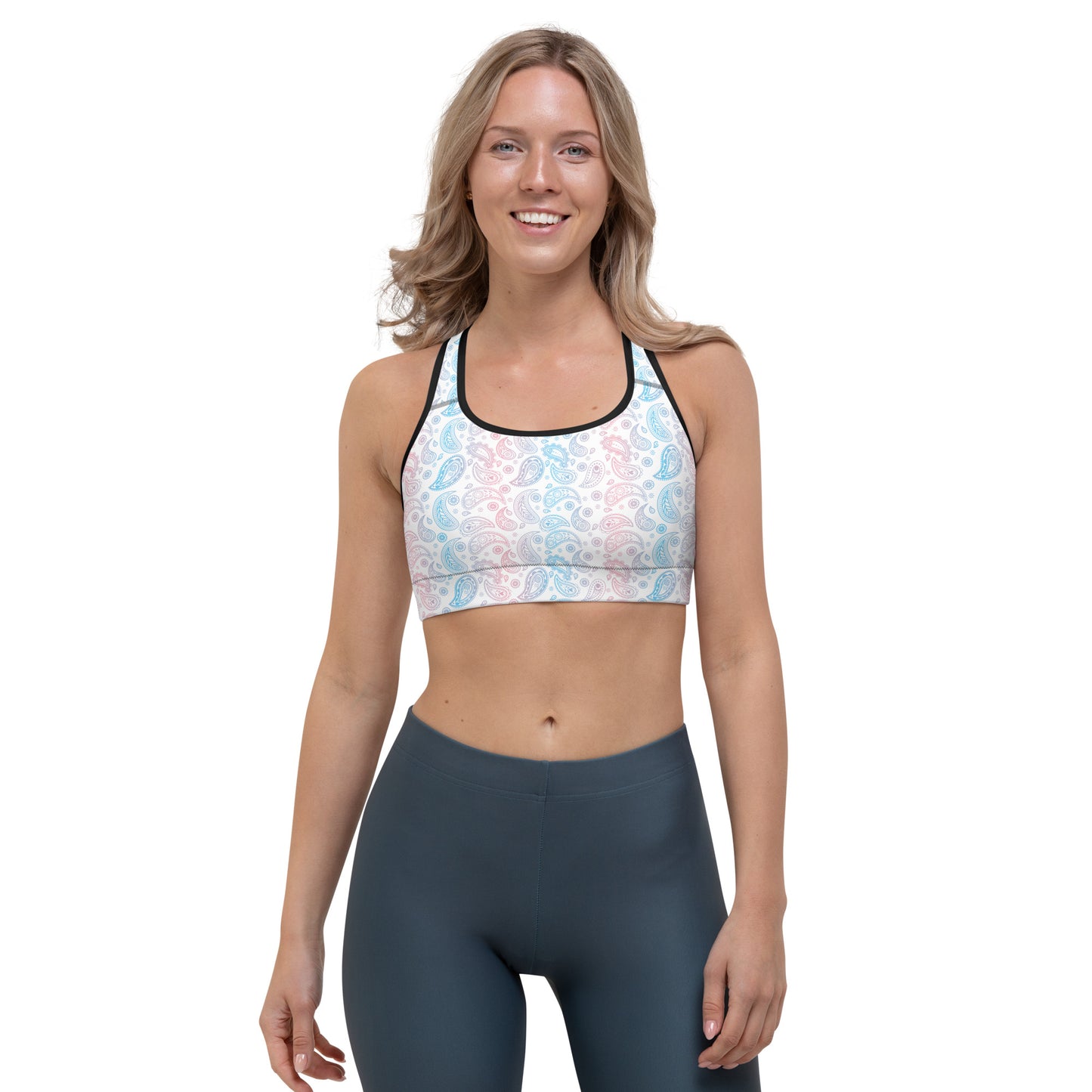 Transgender Pride Sports Bra - LGBTQIA Pink White Blue Flag Activewear - Parade Club Running