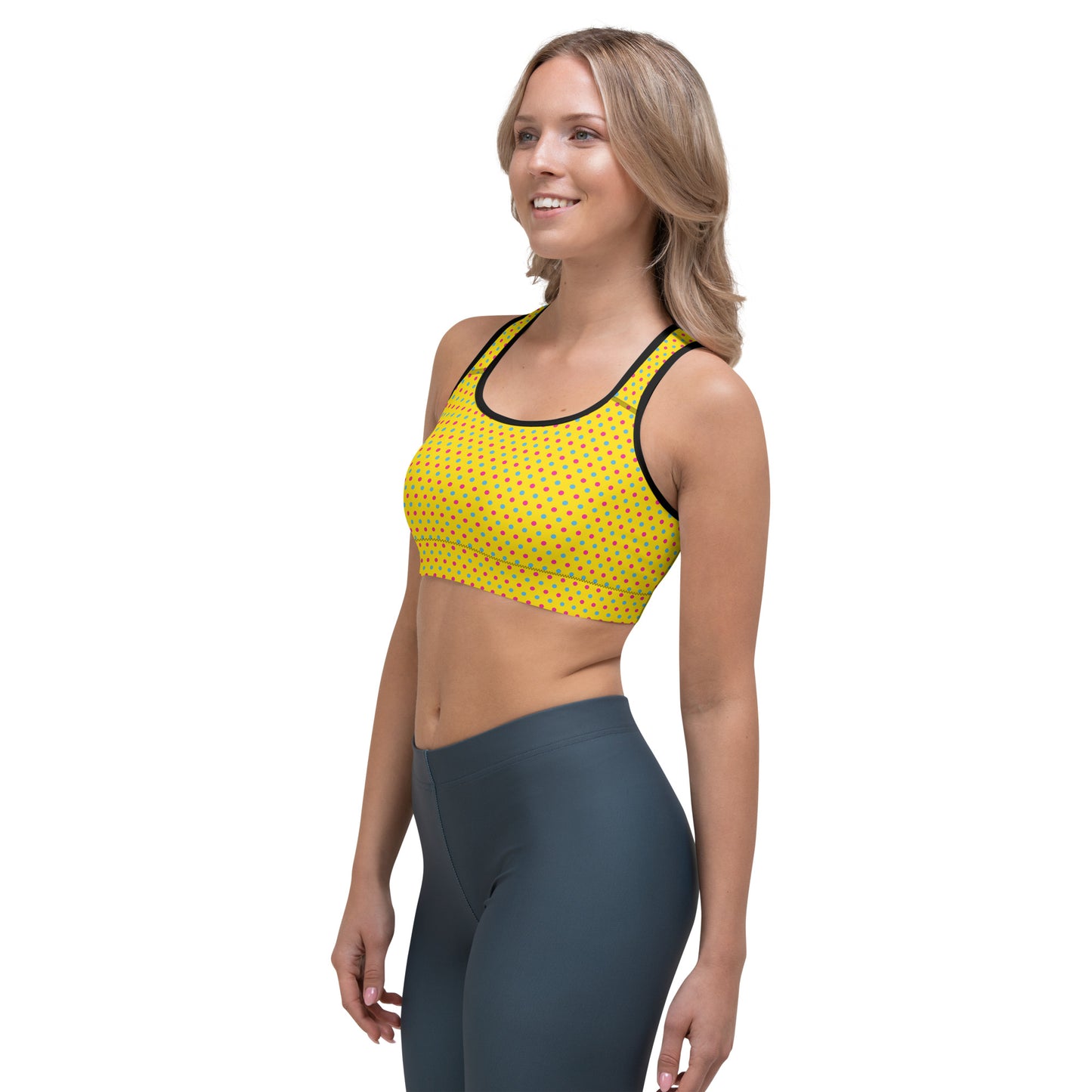 Pansexual Pride Sports Bra - LGBTQIA Pink, Blue, Yellow  Flag Activewear - Parade Club Running