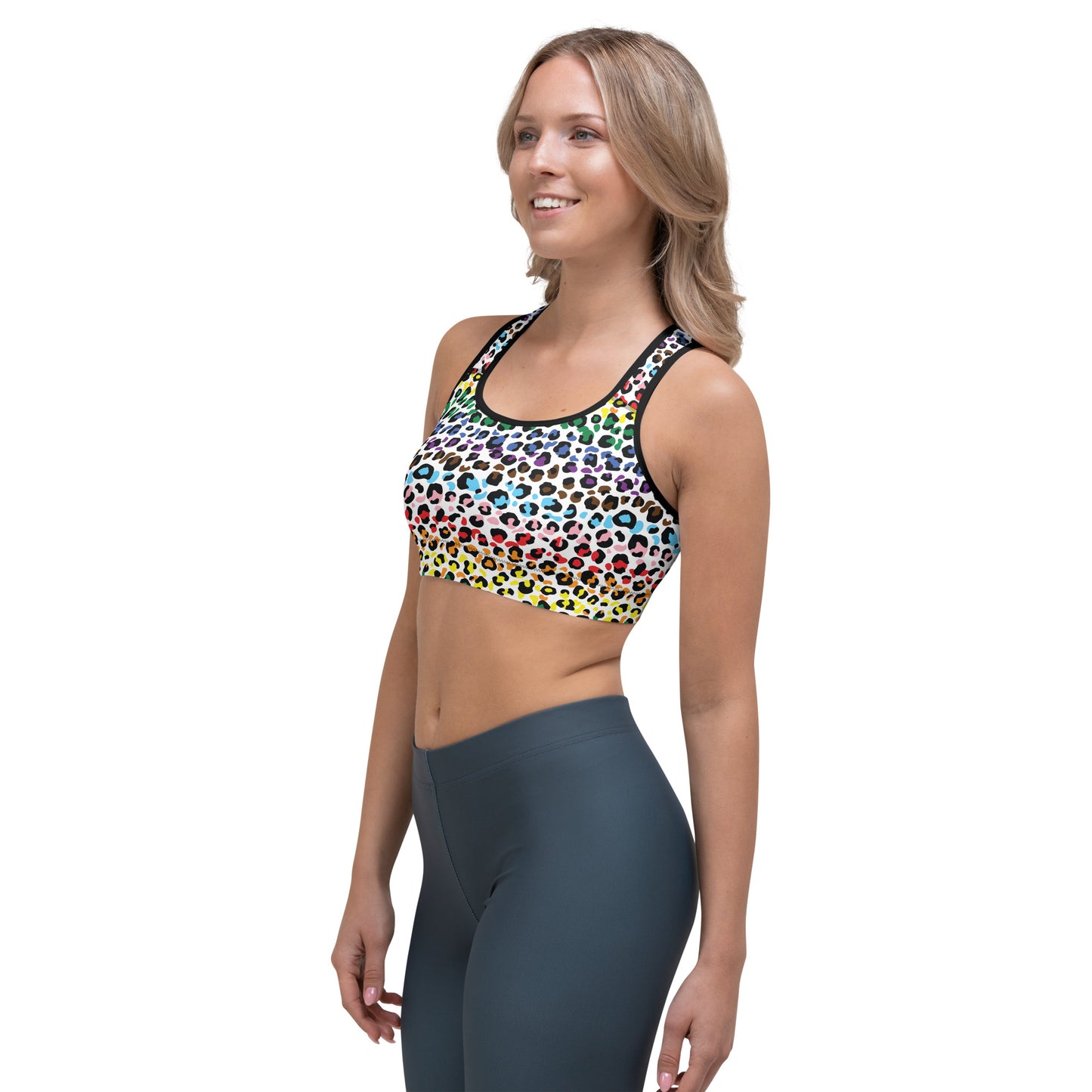 Progress Pride Pride Sports Bra - LGBTQIA Red, Orange, Yellow, Green, Rainbow, Purple, Black, Pink and White Flag Activewear - Parade Club Running