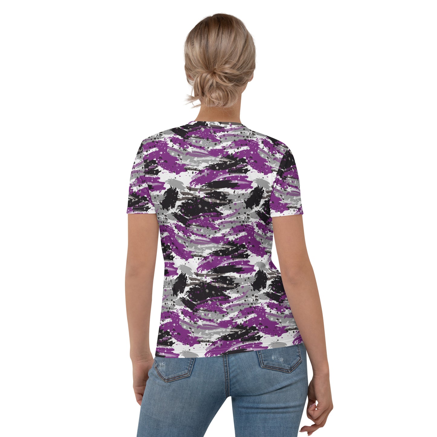 Asexual Pride Women’s crew neck T-Shirt - LGBTQIA Black, Gray, Purple, and White Flag Casual Tee - Parade Club Vacation Running