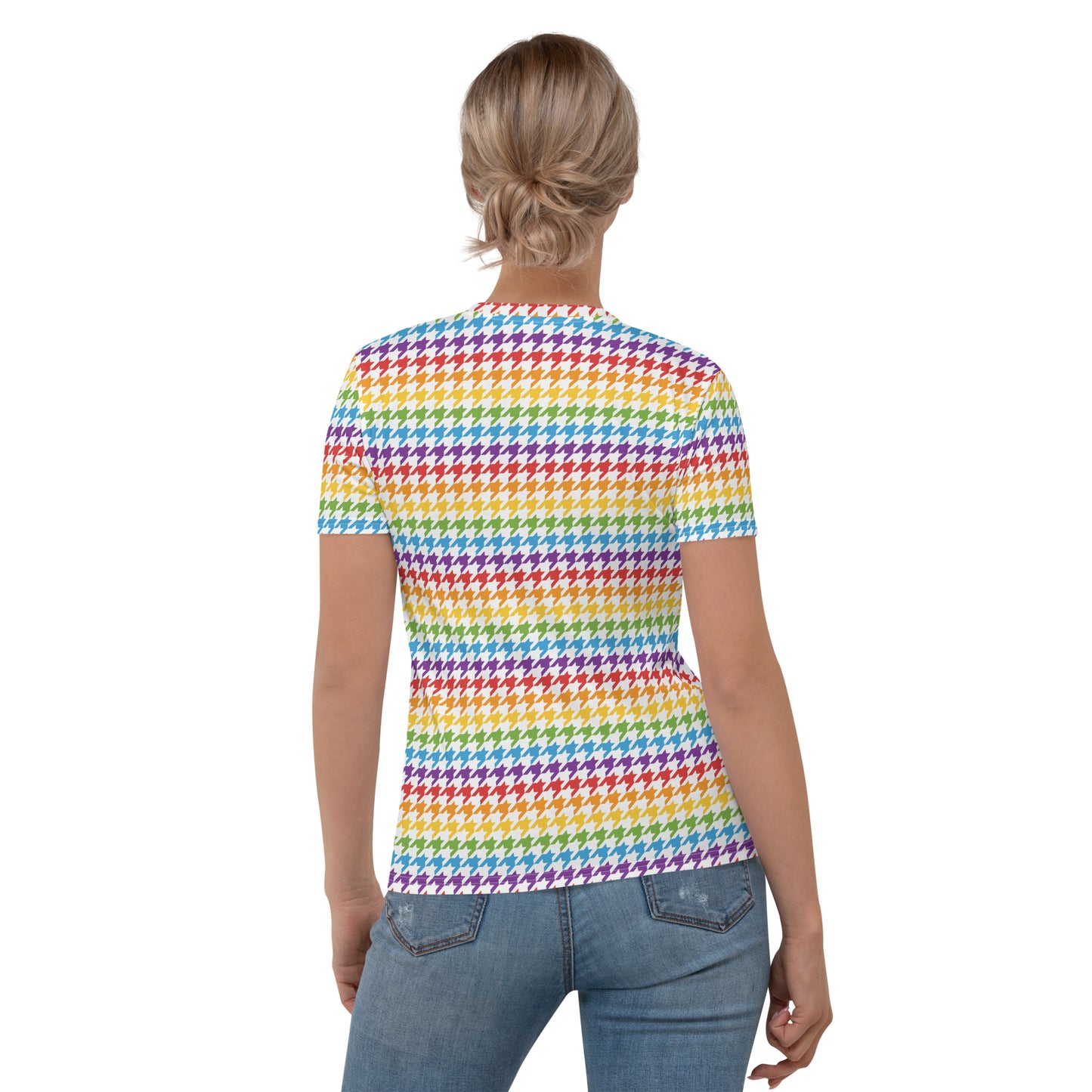 Rainbow Pride Women’s crew neck T-Shirt - LGBTQIA Red, Orange, Yellow, Green, Blue, Indigo, and Viole Flag Casual Tee - Parade Club Vacation Running