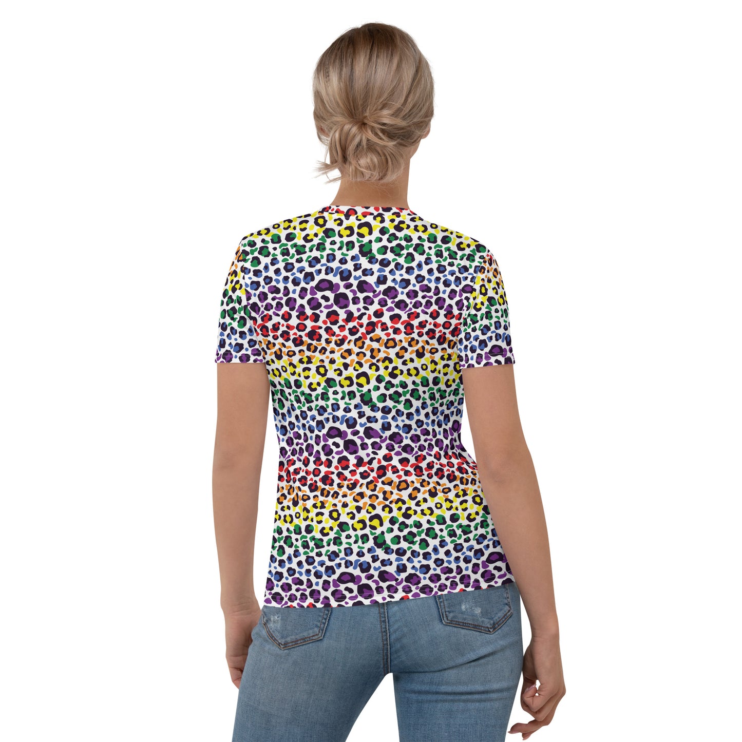 Rainbow Pride Women’s crew neck T-Shirt - LGBTQIA Red, Orange, Yellow, Green, Blue, Indigo, and Viole Flag Casual Tee - Parade Club Vacation Running