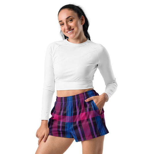 Bisexual Pride Women’s Recycled Athletic Shorts - LGBTQIA Pink, Purple, Blue  Athletic Short Pants - Parade Club Vacation Running Swimming