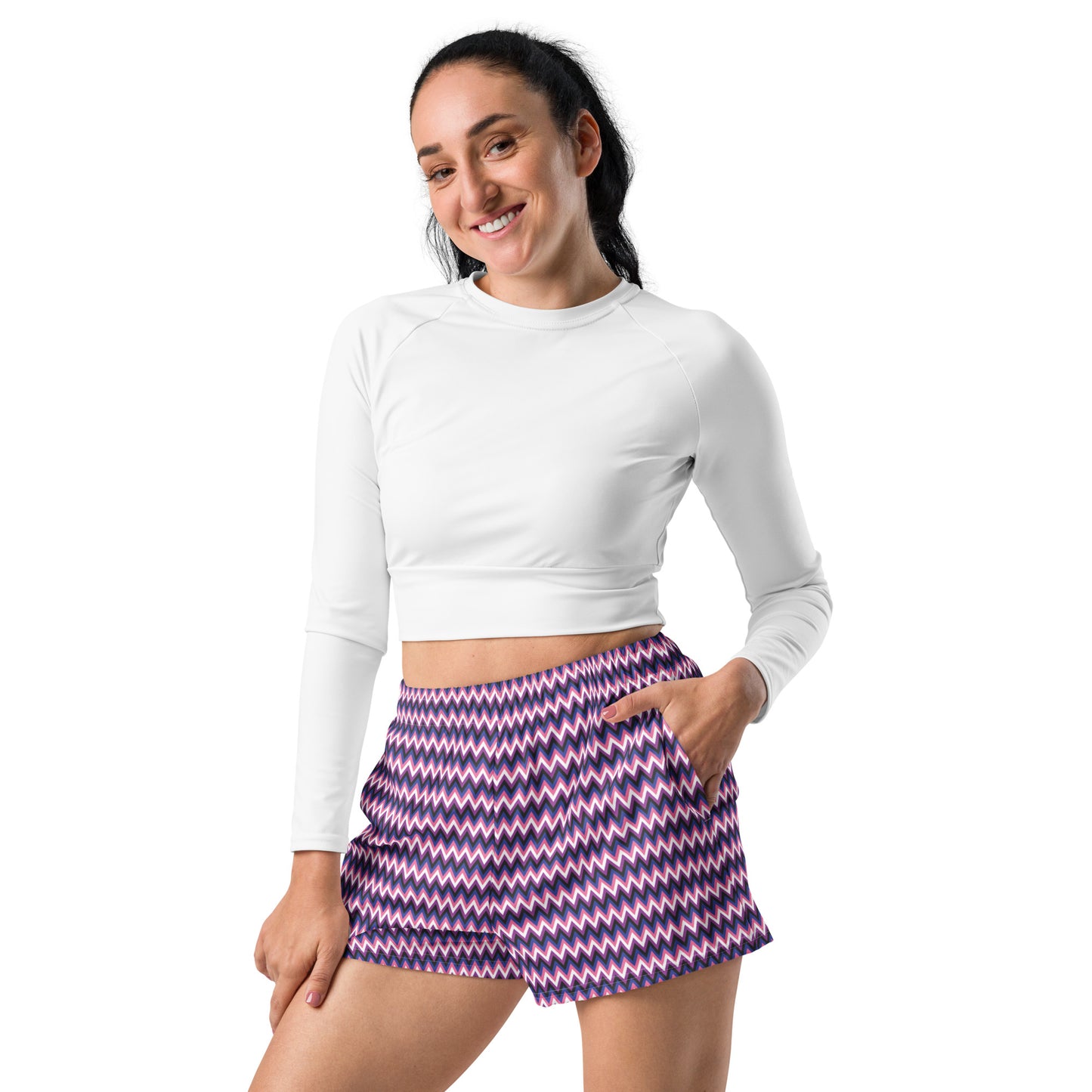 Genderfluid Pride Women’s Recycled Athletic Shorts - LGBTQIA Pink, White, Purple, Black, Blue Athletic Short Pants - Parade Club Vacation Running Swimming