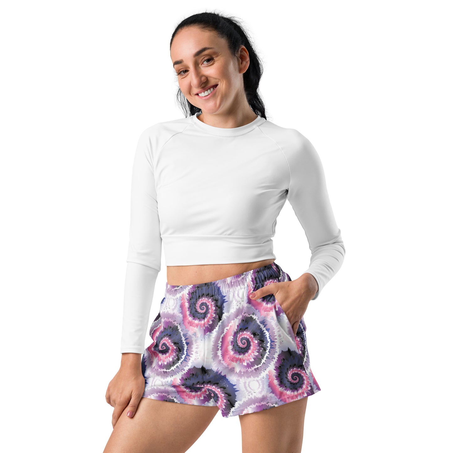 Genderfluid Pride Women’s Recycled Athletic Shorts - LGBTQIA Pink, White, Purple, Black, Blue Athletic Short Pants - Parade Club Vacation Running Swimming