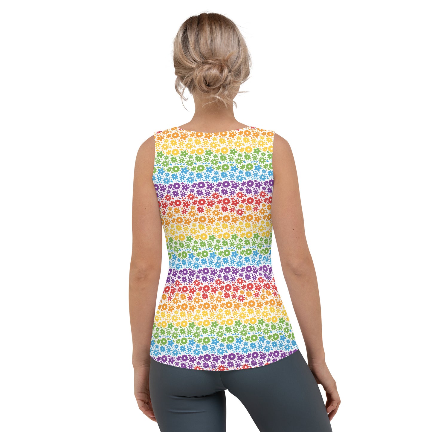 Rainbow Pride Women's Tank Top Fitted Tank Top - LGBTQIA Red, Orange, Yellow, Green, Blue, Indigo, and Viole Flag Shirt - Parade Club Vacation