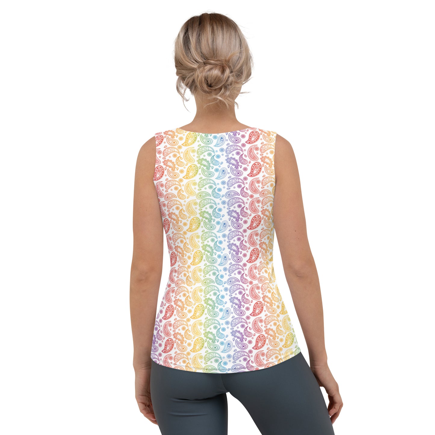 Rainbow Pride Women's Tank Top Fitted Tank Top - LGBTQIA Red, Orange, Yellow, Green, Blue, Indigo, and Viole Flag Shirt - Parade Club Vacation