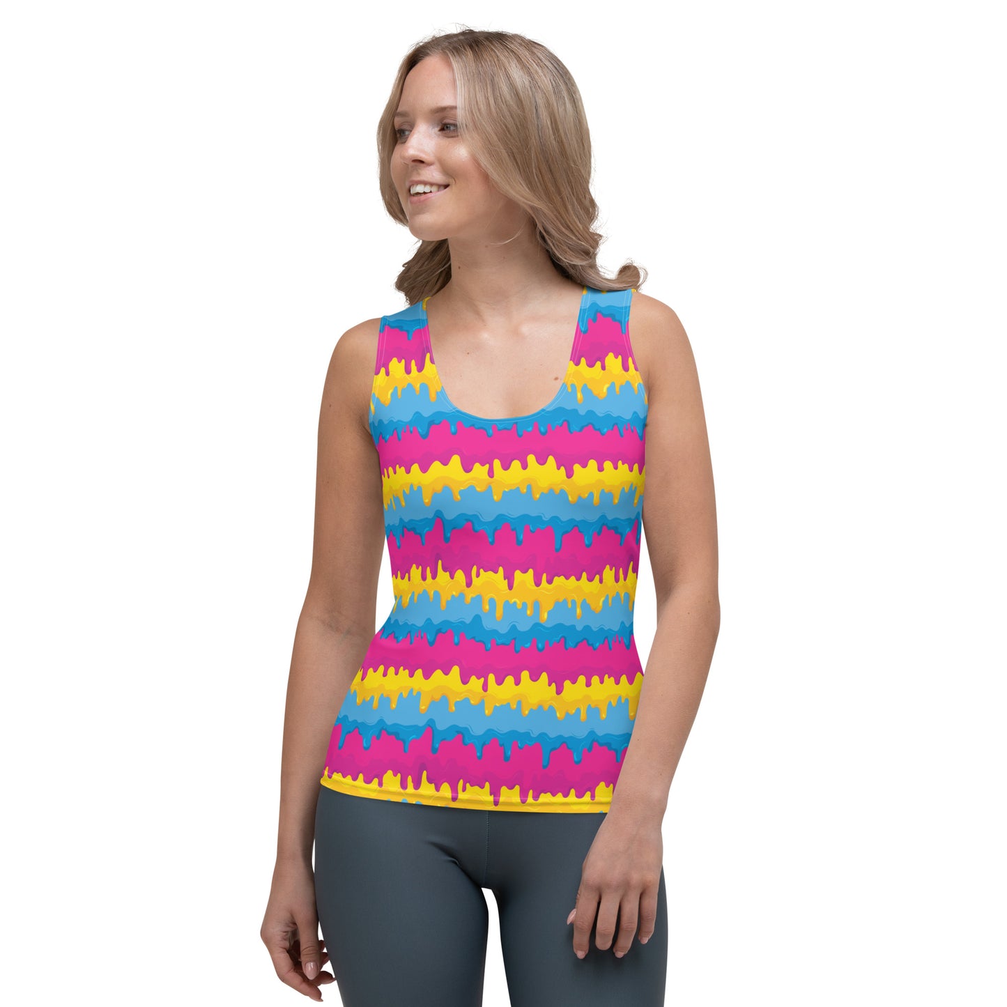 Pansexual Pride Women's Tank Top Fitted Tank Top - LGBTQIA Pink, Blue, Yellow  Flag Shirt - Parade Club Vacation