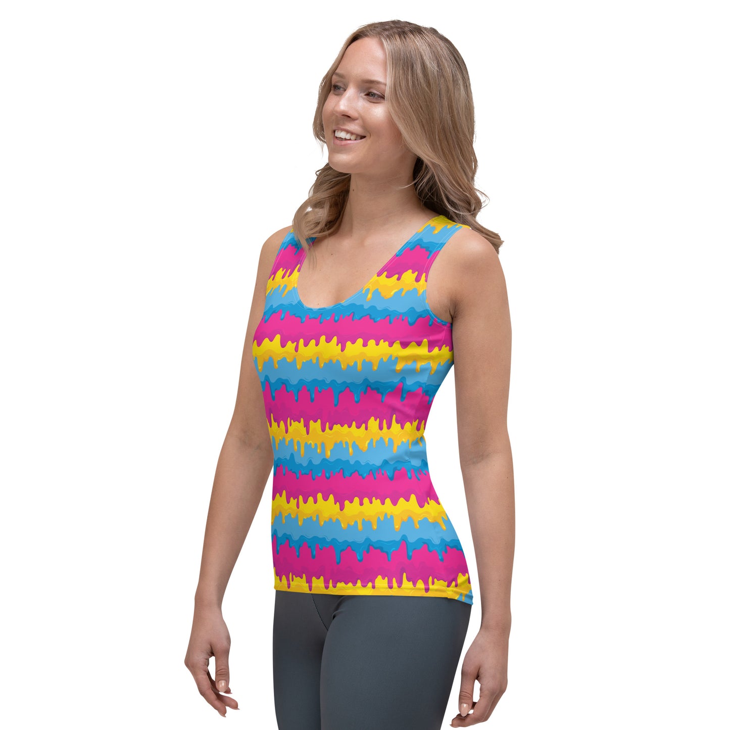 Pansexual Pride Women's Tank Top Fitted Tank Top - LGBTQIA Pink, Blue, Yellow  Flag Shirt - Parade Club Vacation